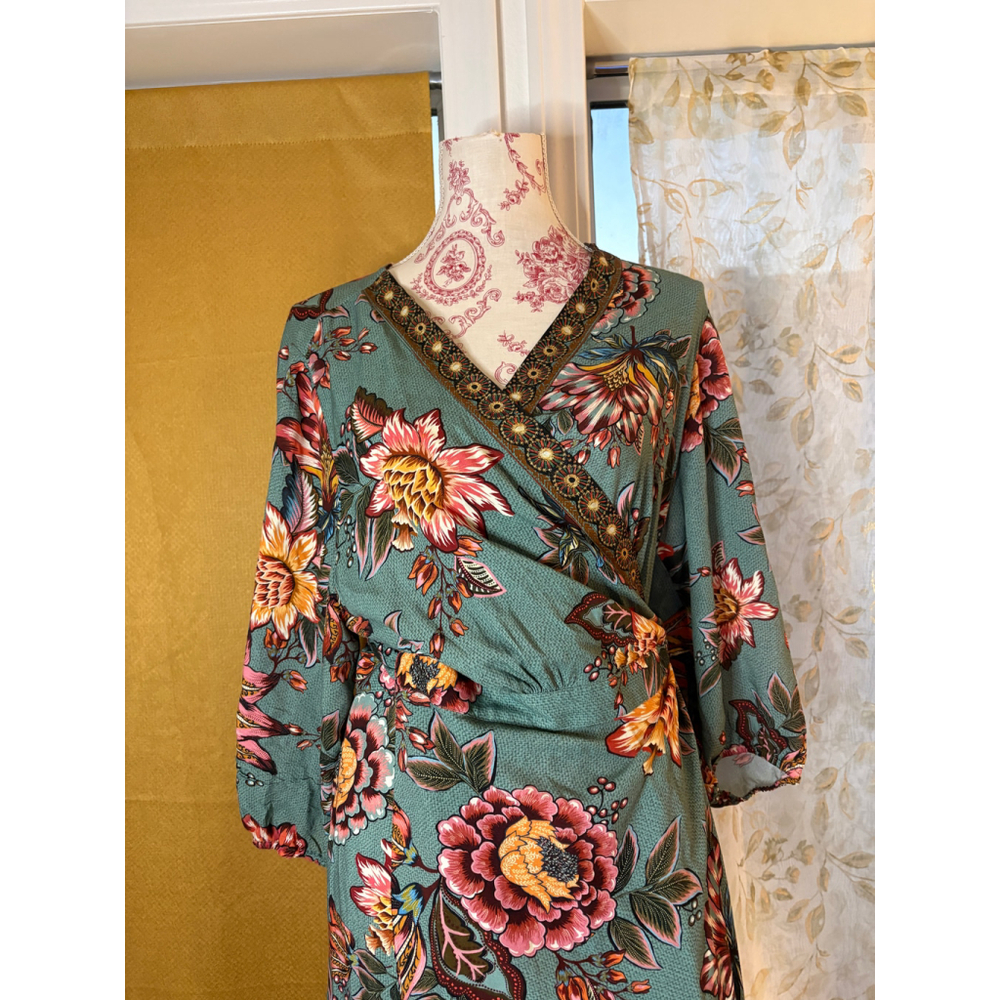Farm Rio for Anthropologie Women's Viera Floral Bohemian Wrap Dress Sz 1X - Picture 3 of 8